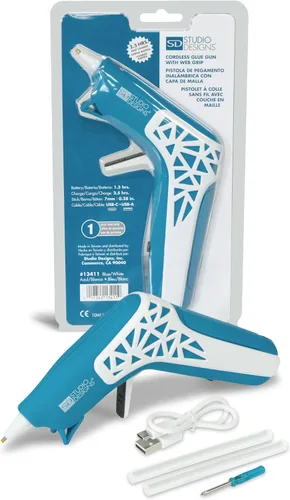 Miniatura 8 de Mini pistola de pegamento caliente inalámbrica Boquilla de precisión antigoteo con luz de guía LED USB-C recargable azul/blanco