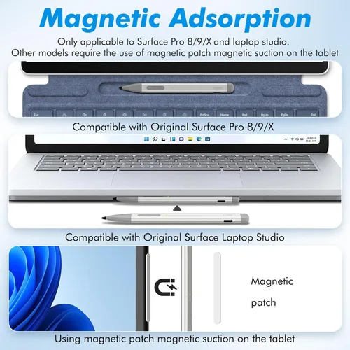 Miniatura 3 de Uogic Bolígrafo delgado 2 para superficie, con presión 4096, borrado y clic derecho, rechazo de palma para Surface Pro