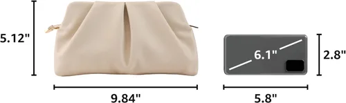 Miniatura 3 de Bolso de Mano para Mujer Tipo Clutch, Bolso Formal Elegante, Bolso de Mano con Pliegues de PU, Bolsa Cruzada con Cadena Desmontable