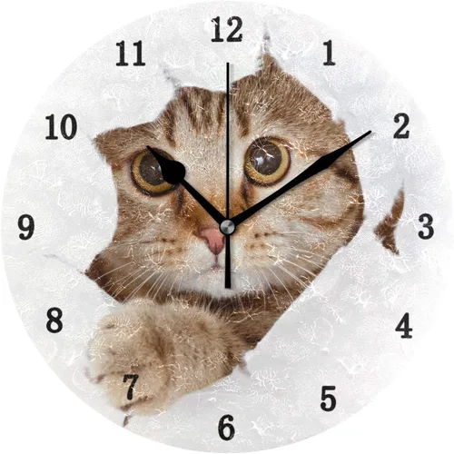 Miniatura 8 de Reloj de pared de flamenco neón analógico silencioso de cuarzo, reloj de escritorio redondo de 9.5 pulgadas, funciona con pilas, fácil de leer