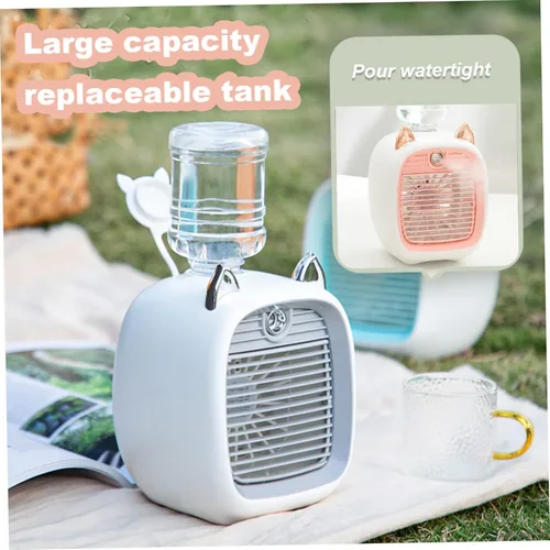 Miniatura 6 de Aire acondicionado portátil, mini ventilador de enfriamiento de oreja de gato de 40.6 fl oz con tanque de agua, ventilador de aire acondicionado 2