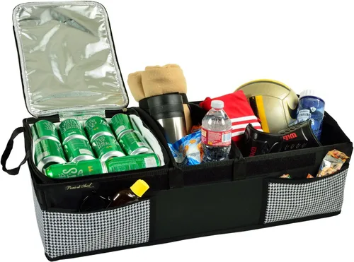 Miniatura 2 de Picnic at Ascot Organizador de maletero de base rígida resistente con capacidad para 28 latas a prueba de fugas, divisores ajustables, 30 pulgadas