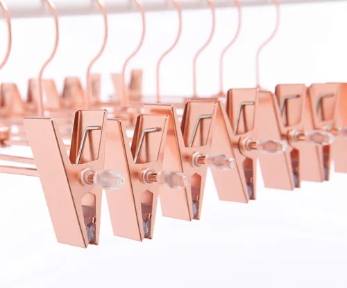 Miniatura 4 de Paquete de 20 perchas de metal resistente de 13 pulgadas, colgador de pantalones, colgador de falda con clips ajustables, paquete de 20