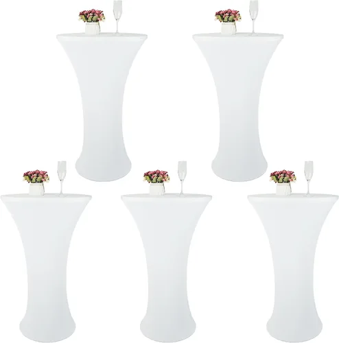 Miniatura 22 de Mantel de Mesa de Cóctel de Spandex Negro de 24x43 Pulgadas Ajustado Mesa de Bar Redonda Elástico Cubiertas de Mesa de Cóctel Highboy para Banquete