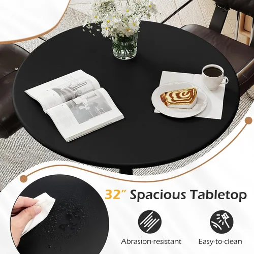 Miniatura 3 de Tangkula Juego de mesa de comedor redonda para 4, juego de mesa de cocina con asiento acolchado y patas de madera maciza, mesa de cocina redonda