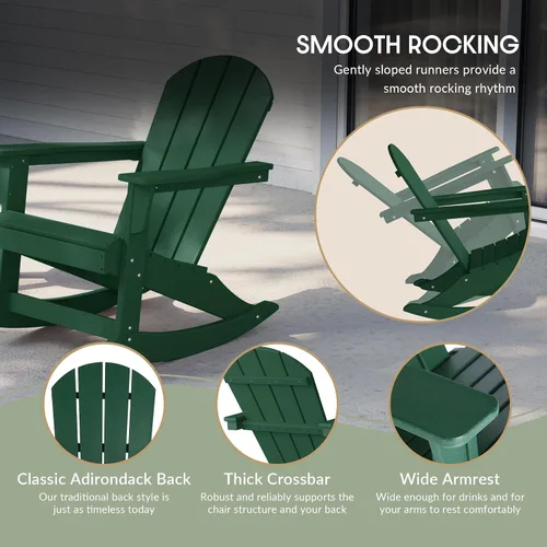 Miniatura 29 de WestinTrends Silla mecedora Malibu de poliéster para exterior/patio Adirondack, Negra