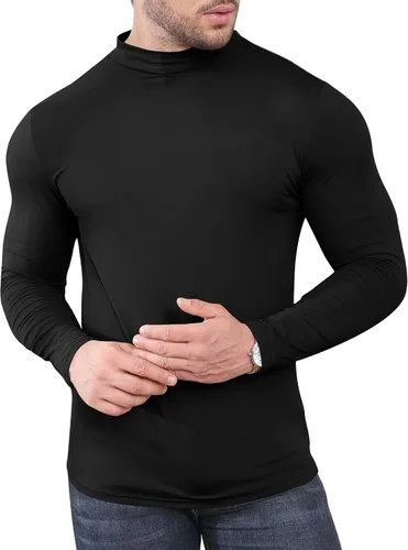 Miniatura 4 de Uni Clau Suéter de cuello alto falso para hombre, de manga larga, suéter básico ajustado