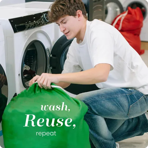 Miniatura 5 de Handy Laundry Nylon XL - Bolsa de gran capacidad con cordón de cierre, lavable a máquina, se ajusta a cestas o cestos de lavandería, sostiene 3 Verde
