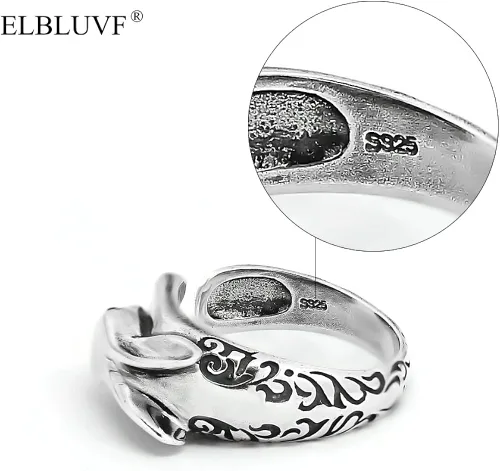 Miniatura 8 de ELBLUVF 925 Sterling Silver Bunny Rabbit Animal Adjustable Ring Jewelry for Women