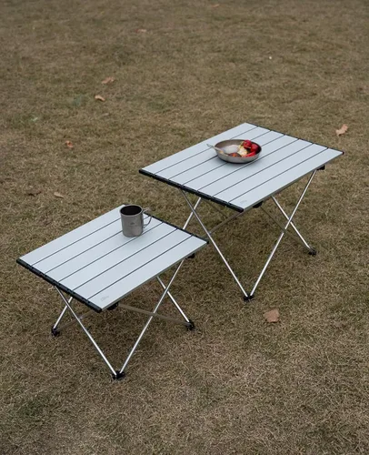 Miniatura 2 de iClimb Mesa plegable de camping compacta ultraligera con bolsa de transporte (plata - L)