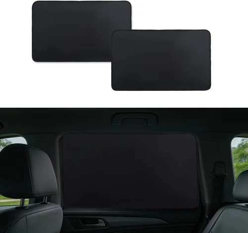 Miniatura 8 de XCBYT Persianas de gamuza para ventanas laterales traseras, paquete de 2 cortinas magnéticas ultrasuaves, 100% bloqueo de luz para privacidad