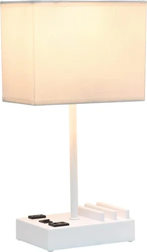 Miniatura 2 de Simple Designs LT1110-WOW - Lámpara de escritorio rectangular moderna de 15.3 pulgadas de alto con 2 puertos USB y salida de carga con pantalla