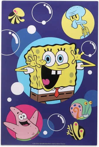 Miniatura 15 de Nickelodeon Bob Esponja Pantalones Cuadrados Krabby Patty - Decoración de pared de madera enmarcada - Divertido arte de pared de Bob Esponja