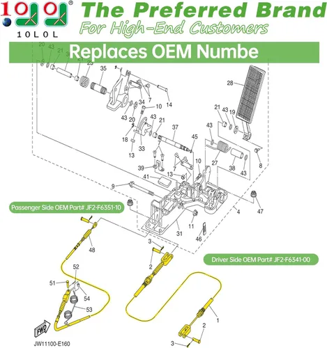 Miniatura 3 de 10L0L Juego de cables de freno de carrito de golf 2 piezas para Yamaha G8 G14 G16 G19 G20 G22 Gas y eléctrico Reemplaza el lado del pasajero OEM