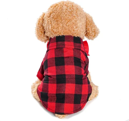 Miniatura 5 de Tongcloud Paquete de 3 camisas a cuadros para cachorros y gatos, lindas camisas para perros y gatos grandes, fiesta de cumpleaños y fotos