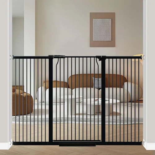 Miniatura 25 de Puerta de bebé extra alta de 40.5 pulgadas para puertas, puerta extra ancha para mascotas de 40.6 a 49.1 pulgadas, sin taladro, barrera de espacio