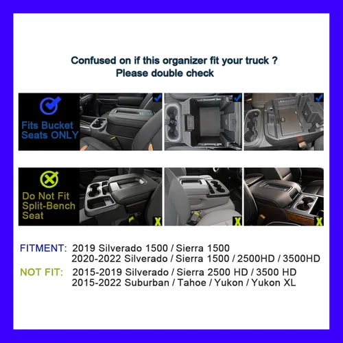 Miniatura 3 de Organizador de consola central para GMC Sierra Chevrolet Silverado 1500 2019-2022, caja de almacenamiento para reposabrazos de consola central