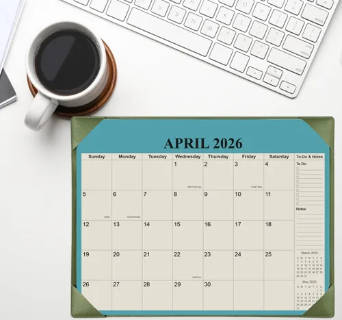 Miniatura 7 de Calendario de Escritorio 2026 con Alfombrilla de Escritorio, Calendario de Escritorio Pequeño de 18 Meses de Enero de 2026 a Junio de 2027, Verde