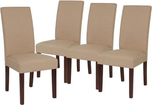 Miniatura 25 de Flash Furniture Greenwich Series Black LeatherSoft - Silla de comedor Parsons de mediados de siglo con parte trasera tapizada