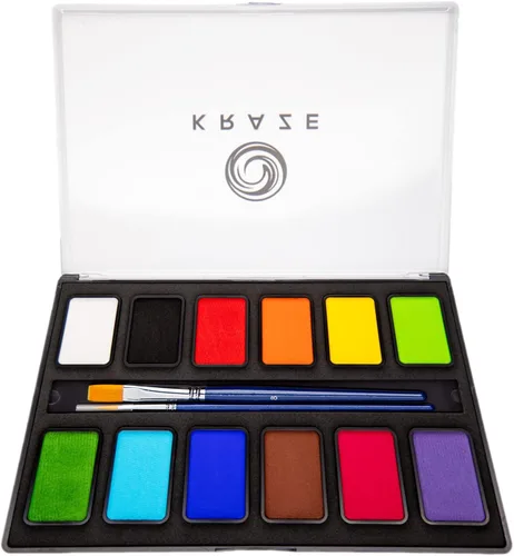 Miniatura 10 de Kraze FX Splash Glam - Paleta metálica de 6 colores para tartas divididas (6 gm) con pincel, activada por agua, hipoalergénica, segura, no tóxica