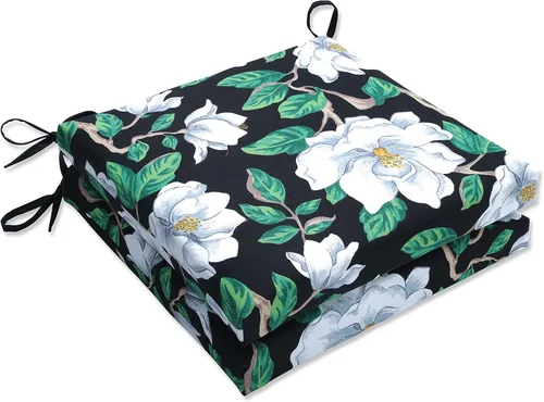 Miniatura 12 de Pillow Perfect Cojín cuadrado para asiento de silla esquinera para interiores y exteriores con lazos, relleno de fibra de felpa, resistente a