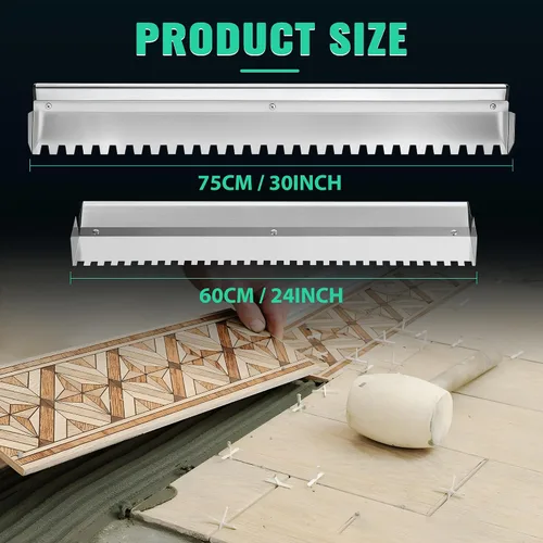 Miniatura 5 de Tile Tools - Paleta cuadrada de muesca de 29.5 in/30 pulgadas, suelo de baldosas grandes Reinforced Steel Blade, Deep Notch Design, Comfortable