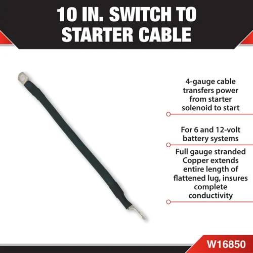 Miniatura 2 de Performance Tool W16850 4GA 10 pulgadas interruptor de batería a cable de arranque, negro