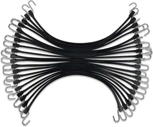 Miniatura 9 de ROBLOCK Cuerdas elásticas de 15 pulgadas con ganchos con 150% de elasticidad máxima, correas de lona de goma 100% EPDM con ganchos en S prensados