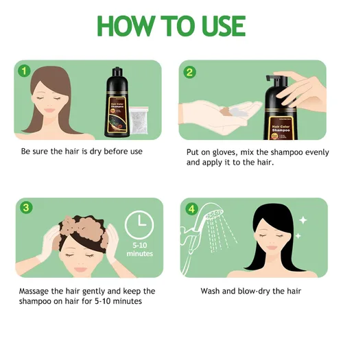 Miniatura 6 de Champú de tinte para el cabello 3 en 1, tinte natural marrón cereza para hombres y mujeres, champú de tinte de larga duración para cabello teñido