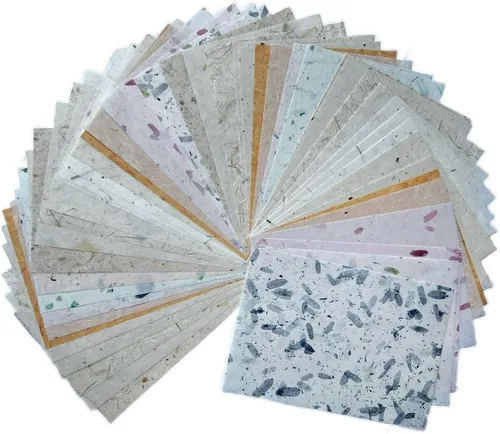 Miniatura 14 de 50 hojas A5 de fibra natural de morera, hojas de papel de morera, diseño de papel washi, arte para manualidades, suministros de origami, fabricación