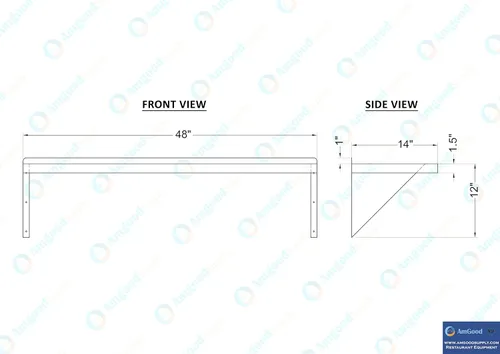 Miniatura 4 de AmGood Estante de pared de acero inoxidable de 14 x 48 pulgadas Estantería de metal para electrodomésticos y equipos Cocina, restaurante