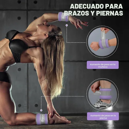Miniatura 5 de NEALFIT Pesas de tobillo para hombres, mujeres y niños, pesas para piernas, brazos y muñecas con correa ajustable para correr, gimnasia, aeróbica