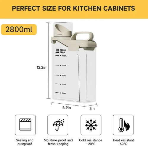 Miniatura 3 de Contenedor de almacenamiento de arroz de 5.5 libras, organizadores herméticos de almacenamiento de alimentos sin BPA, material adecuado para arroz
