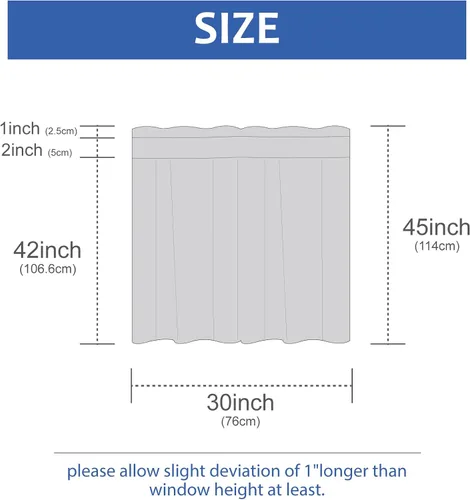 Miniatura 3 de Home Queen Cortinas de Gofre de Nivel Repelentes al Agua para Ventana de Baño, Cortinas de Media Ventana para Cocina, 30 A x 45 L Pulgadas Cada Una
