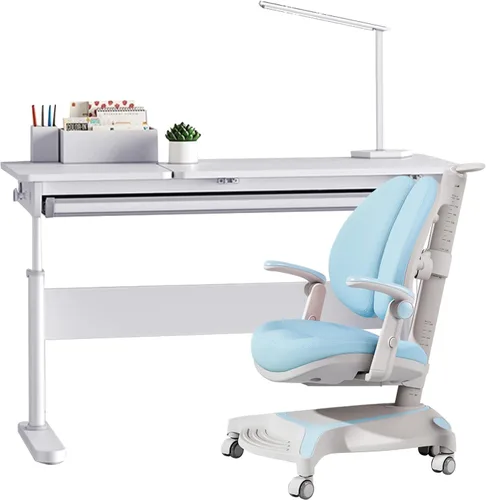 Miniatura 19 de FCD Escritorio y silla para niños, juego de escritorio y silla de estudio ergonómico, multifuncional, ajustable, mesa de dibujo y estación