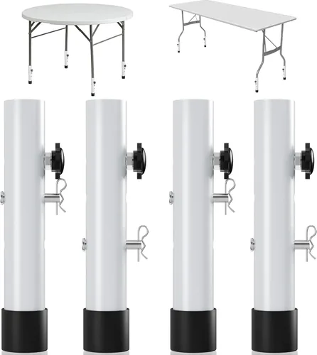 Miniatura 10 de Elevadores de mesa plegables para mesas plegables, patas rectas/dobladas, extensiones de patas de mesa plegables duraderas, 4 niveles/alturas