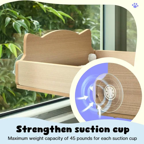 Miniatura 3 de Percha para ventana de gato con poste rascador de sisal grueso, hamaca para gatos para ventana, poste rascador ajustable de 53.5 pulgadas para gatos