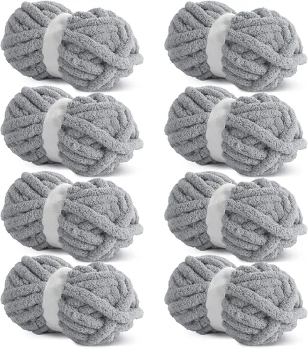 Miniatura 77 de HOMBYS Hilo de Chenille Grueso Carbón para Crochet, Hilo Grueso Espeso y Esponjoso para Tejer, Hilo Súper Grueso para Tejer Mantas a Mano, Hilo