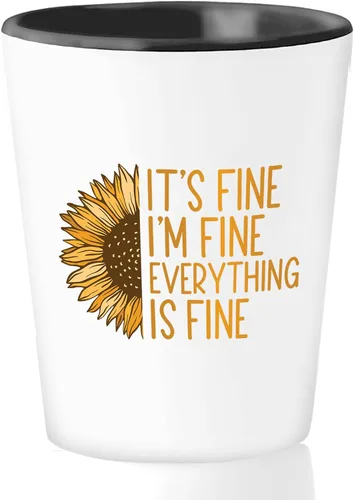 Bubble Hugs Vaso de chupito motivacional de 1.5 onzas – It's Fine I'm Fine Everything – Apreciación motivacional, refranes inspiradores, regalo de