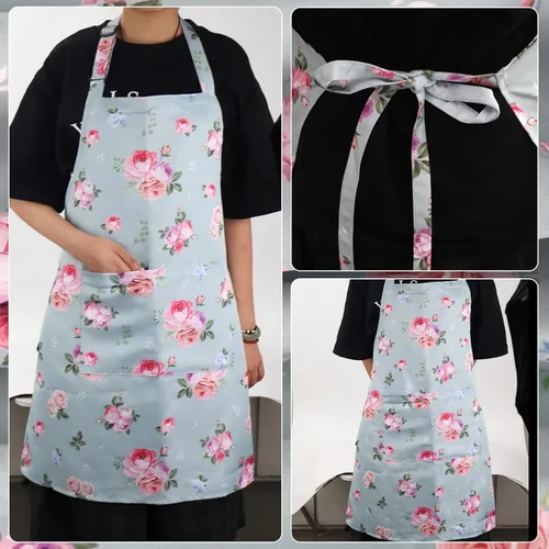 Miniatura 6 de 2 Pack Floral Apron, Adjustable Waterproof Aprons with 2 Pockets Cute Apron for Kitchen, Baking for Mom Wife Sister