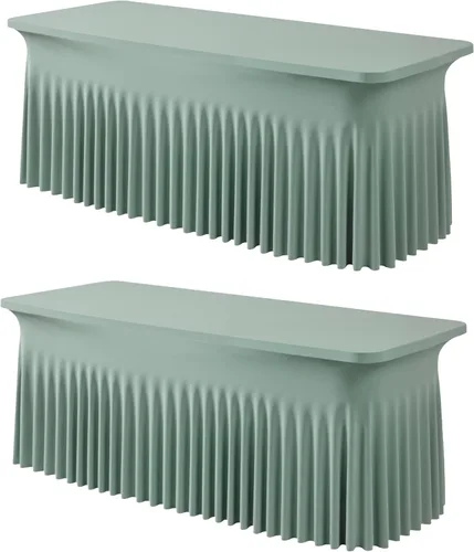Miniatura 58 de Outpain - 4 paquetes de mantel de elastano de 6 pies para mesas plegables estándar - Mantel de mesa rosa bebé, protector de mesa para fiesta, boda