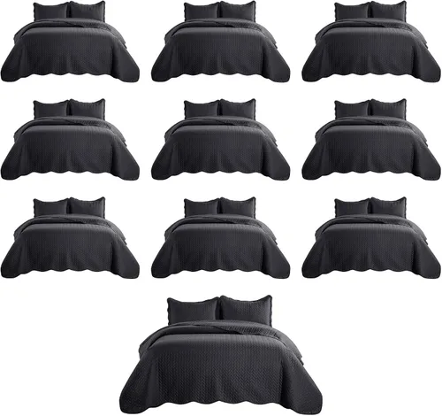 Miniatura 93 de MOONLIGHT20015 Paquete de 8 Colchas Tamaño King para Cama (106" x 96") - Venta al Por Mayor para Hoteles, Dormitorios de Huéspedes y Airbnbs - Gris