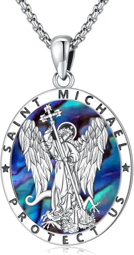 Miniatura 71 de Eusense San Miguel San Cristóbal San Benito San Judas Virgen María Collar chapado en oro 925 joyería religiosa para hombres y mujeres, collar