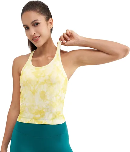 Miniatura 128 de sphinx cat - Camiseta corta de entrenamiento para mujer, camiseta sin mangas, acanalada, con espalda cruzada y brasier integrado