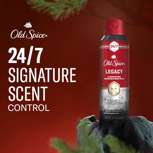 Miniatura 3 de Old Spice Spray corporal sin aluminio para hombres, aroma distintivo 24/7 y frescura duradera, protección contra olores durante todo el día, fácil