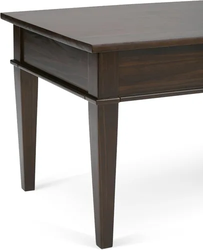 Miniatura 6 de SIMPLIHOME Carlton Mesa de café – Mesa de cóctel de transición de madera maciza de 44 pulgadas de ancho en marrón tabaco oscuro, mesa clásica