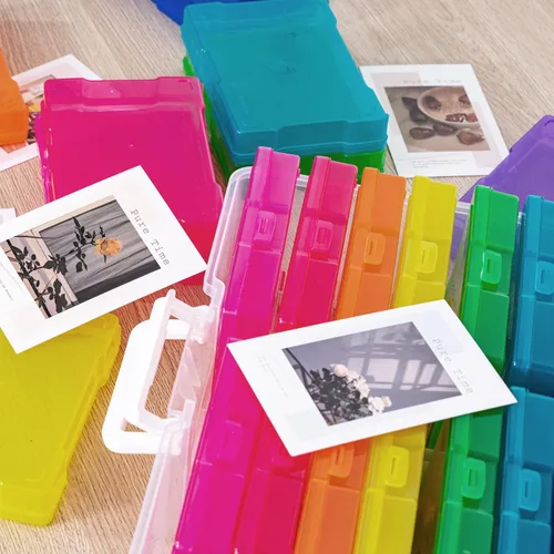 Miniatura 6 de Estuche de almacenamiento de fotos de 4 x 6 pulgadas con asa, 16 organizadores interiores de fotos, cajas de almacenamiento extra grandes