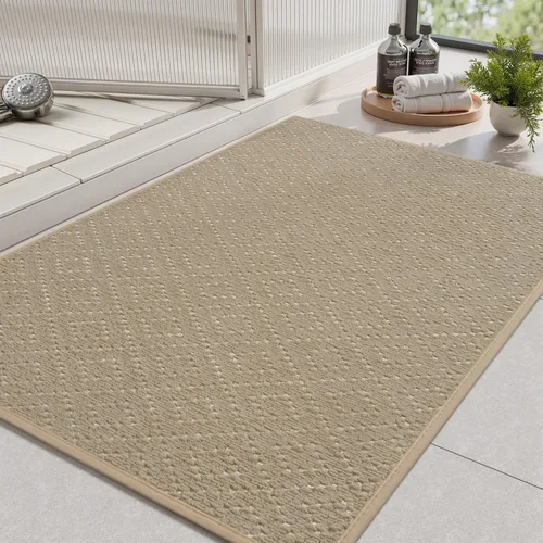 AMOAMI Tapete de baño fino, súper absorbente, antideslizante, parte trasera de goma, tapetes de baño para baño, secado rápido, superficie de