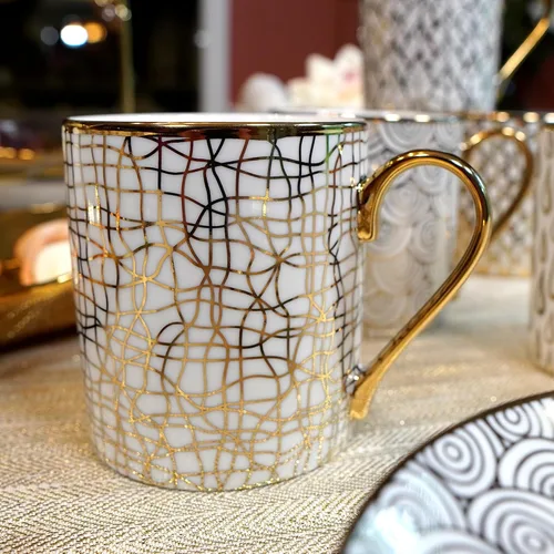 Miniatura 3 de Tazas bañadas en oro mosaico, juego de 6