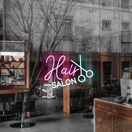 Miniatura 7 de Letrero de neón para peluquería, luz de neón para barbería, letreros LED de salón para pared, luces de neón para corte de pelo, letreros para Azul
